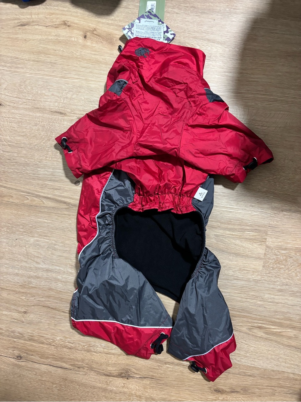 Pet Life Red and Gray Reflective Waterproof Dog Jumpsuit